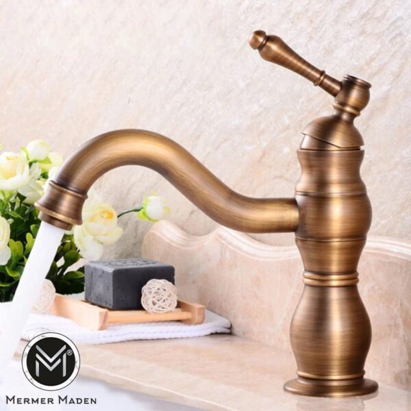 Eskitme Kısa Lavabo Bataryası | Modern ve Şık Pirinç Musluk