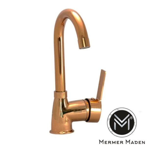 Rose Gold Kısa Boru Eviye Bataryası | Modern ve Şık Pirinç Musluk