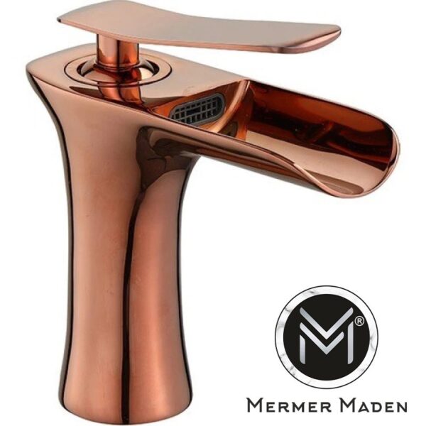 Rose Gold Modern Kısa Lavabo Dizayn Bataryası | Modern ve Şık Pirinç Musluk