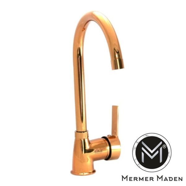 Rose Gold Uzun Boru Eviye Bataryası | Modern ve Şık Pirinç Musluk