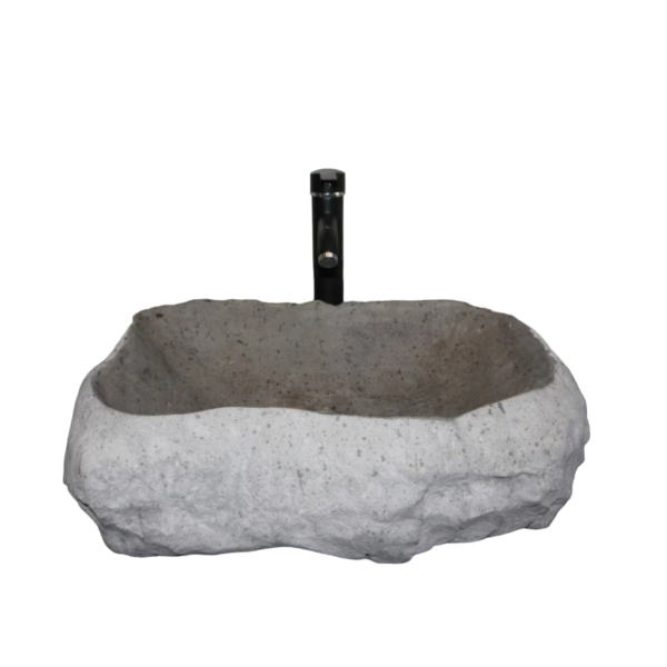 Antrasit Bazalt Doğal Patlatma Lavabo | Modern ve Şık Doğal Taş Lavabo