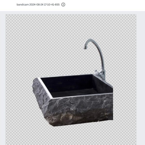 Bazalt Siyah Dışı Patlatma Kare Derin Lavabo | Modern ve Şık Doğal Taş Lavabo